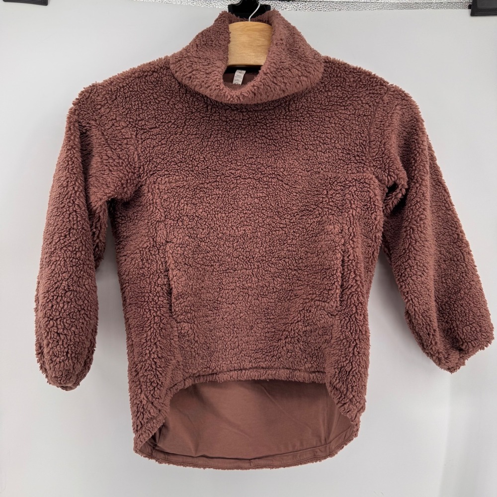 Lululemon Oh So Sherpa Pullover Women 4 Dusty Rose Funnel Neck Fleece LW3FIBS - Picture 2 of 8